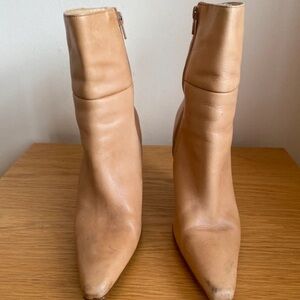 Chic Tan Leather Heeled Boots